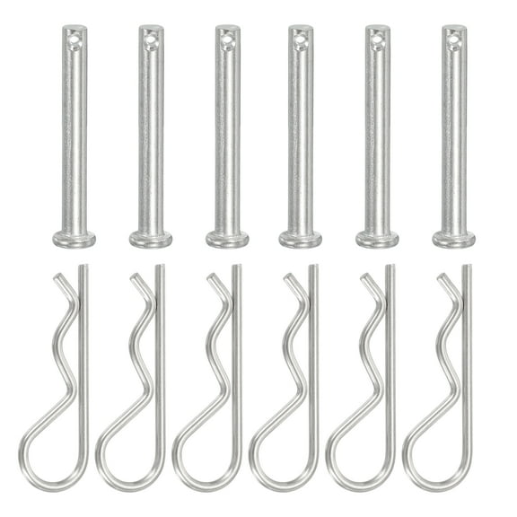 Uxcell 6 Pcs Clevis Pin with R Shaped Spring Cotter M6x45mm Single Hole Clevis Pin with R - Clip Fits for Automotive