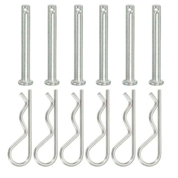 Uxcell 6 Pcs Clevis Pin with R Shaped Spring Cotter M6x50mm Single Hole Clevis Pin with R - Clip Fits for Automotive