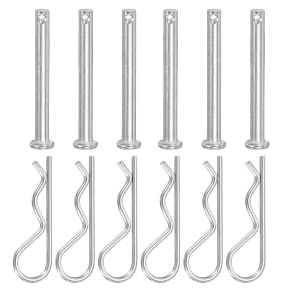 Uxcell 6 Pcs Clevis Pin with R Shaped Spring Cotter M6x55mm Single Hole Clevis Pin with R - Clip Fits for Automotive
