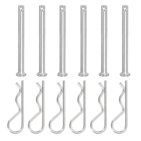 Uxcell 6 Pcs Clevis Pin with R Shaped Spring Cotter M6x80mm Single Hole Clevis Pin with R - Clip Fits for Automotive
