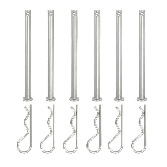 Uxcell 6 Pcs Clevis Pin with R Shaped Spring Cotter M6x90mm Single Hole Clevis Pin with R - Clip Fits for Automotive