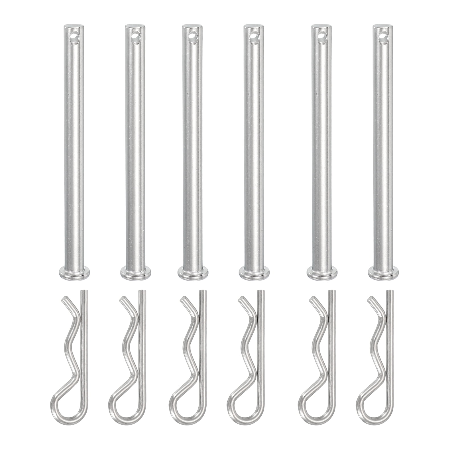 Uxcell 6 Pcs Clevis Pin with R Shaped Spring Cotter M8x100mm Single Hole Clevis Pin with R - Clip Fits for Automotive