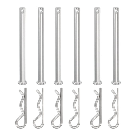 Uxcell 6 Pcs Clevis Pin with R Shaped Spring Cotter M8x100mm Single Hole Clevis Pin with R - Clip Fits for Automotive