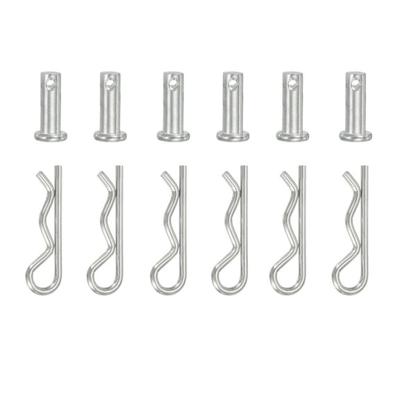 Uxcell 6 Pcs Clevis Pin with R Shaped Spring Cotter M8x20mm Single Hole Clevis Pin with R - Clip Fits for Automotive