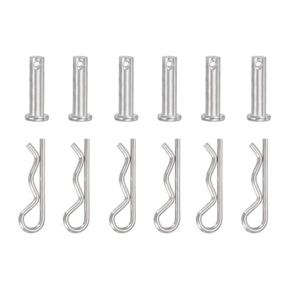 Uxcell 6 Pcs Clevis Pin with R Shaped Spring Cotter M8x25mm Single Hole Clevis Pin with R - Clip Fits for Automotive