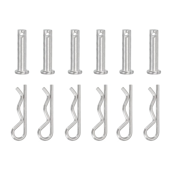 Uxcell 6 Pcs Clevis Pin with R Shaped Spring Cotter M8x30mm Single Hole Clevis Pin with R - Clip Fits for Automotive
