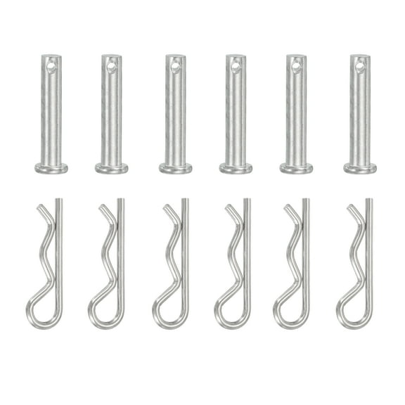 Uxcell 6 Pcs Clevis Pin with R Shaped Spring Cotter M8x35mm Single Hole Clevis Pin with R - Clip Fits for Automotive