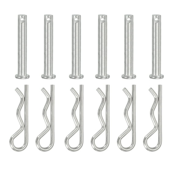 Uxcell 6 Pcs Clevis Pin with R Shaped Spring Cotter M8x45mm Single Hole Clevis Pin with R - Clip Fits for Automotive