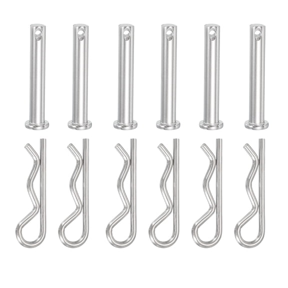 Uxcell 6 Pcs Clevis Pin with R Shaped Spring Cotter M8x50mm Single Hole Clevis Pin with R - Clip Fits for Automotive
