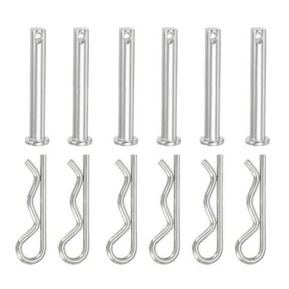 Uxcell 6 Pcs Clevis Pin with R Shaped Spring Cotter M8x55mm Single Hole Clevis Pin with R - Clip Fits for Automotive