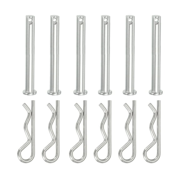 Uxcell 6 Pcs Clevis Pin with R Shaped Spring Cotter M8x65mm Single Hole Clevis Pin with R - Clip Fits for Automotive