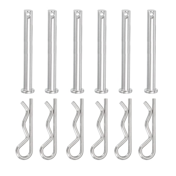 Uxcell 6 Pcs Clevis Pin with R Shaped Spring Cotter M8x75mm Single Hole Clevis Pin with R - Clip Fits for Automotive