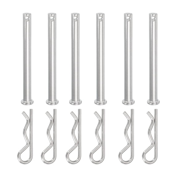Uxcell 6 Pcs Clevis Pin with R Shaped Spring Cotter M8x80mm Single Hole Clevis Pin with R - Clip Fits for Automotive