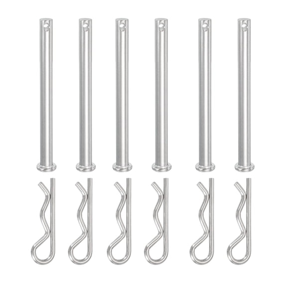 Uxcell 6 Pcs Clevis Pin with R Shaped Spring Cotter M8x90mm Single Hole Clevis Pin with R - Clip Fits for Automotive