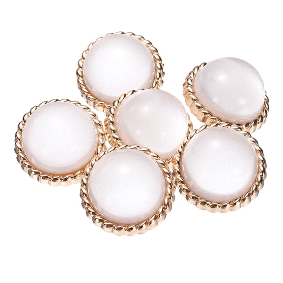 Uxcell 6 Pcs Coat Buttons,25mm Dome Shimmer Layer Sewing Metal Shank Buttons with Alloy Base Single Hole for Sewing Crafts Projects, Coats, Jackets, DIY Decoration, White