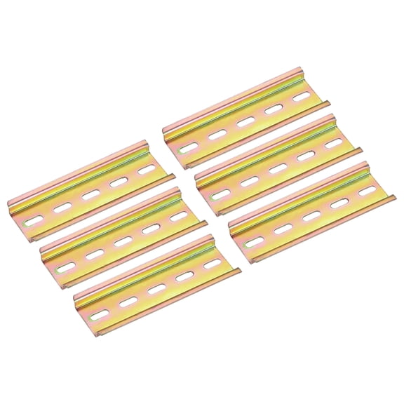 Uxcell 6 Pcs DIN Rail Slotted Iron Mounting Guide Bronze Tone 100mmx35mmx7.5mm