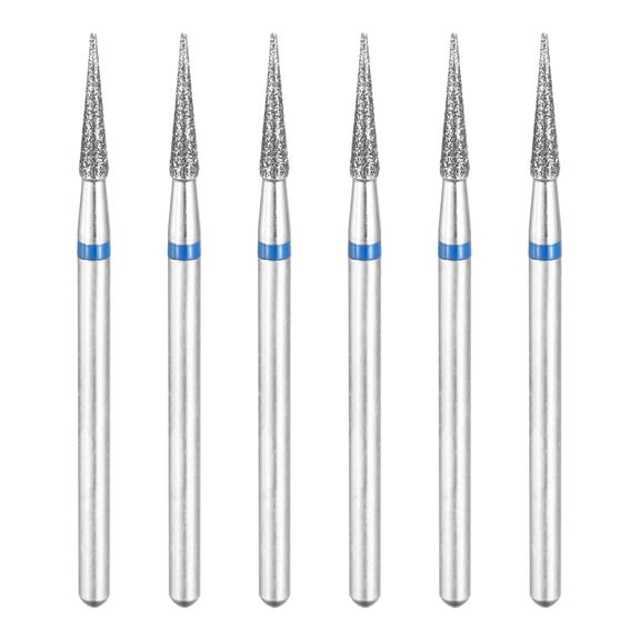 Uxcell 6 Pcs Diamond Grinding Bit, 120-140 Grit 2.2mm Tapered Head Dia Drill Bit 3/32" Shank Rotary Tool Accessory for Jewelry Ceramic Nail Sand Grind Polish Engrave