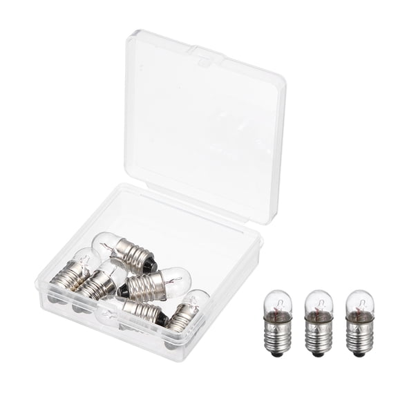 Uxcell 6 Pcs E10 Miniature Screw Base Light Bulbs, 12V 0.25A Mini Light Bulbs Flashlight Replacement Lamp 3W with Box for Home DIY Circuit Electrical Experiment, Warm Yellow Light