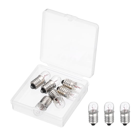 Uxcell 6 Pcs E10 Miniature Screw Base Light Bulbs, 12V 0.4A Mini Light Bulbs Flashlight Replacement Lamp 4.8W with Box for Home DIY Circuit Electrical Experiment, Warm Yellow Light