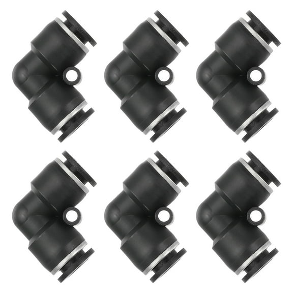 Uxcell 6 Pcs Elbow Union Push to Connect Fitting, 5/16" OD Tube Reducer Connector Quick Push Lock Adapter Air Hose Fitting for Pneumatic System Pipeline Connection, Black