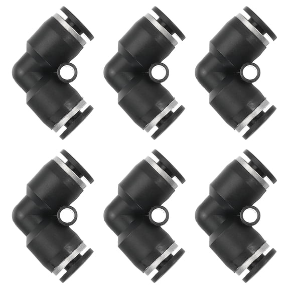 Uxcell 6 Pcs Elbow Union Push to Connect Fitting, 5/32" OD Tube Reducer Connector Quick Push Lock Adapter Air Hose Fitting for Pneumatic System Pipeline Connection, Black