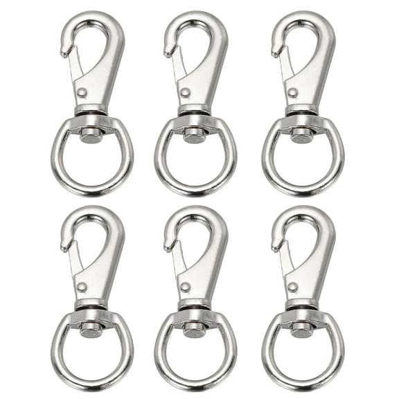 Uxcell 6 Pcs Flag Swivel Snap Clips, 2.7 Inch Heavy Duty Alloy Flag Pole Snap Hooks, Silver Tone