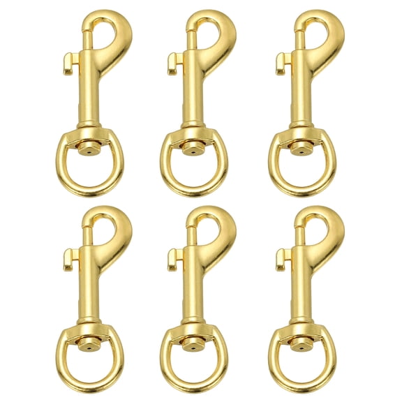 Uxcell 6 Pcs Flag Swivel Snap Clips, 2.7 Inch Heavy Duty Alloy Flag Pole Snaps Hooks, Gold Tone