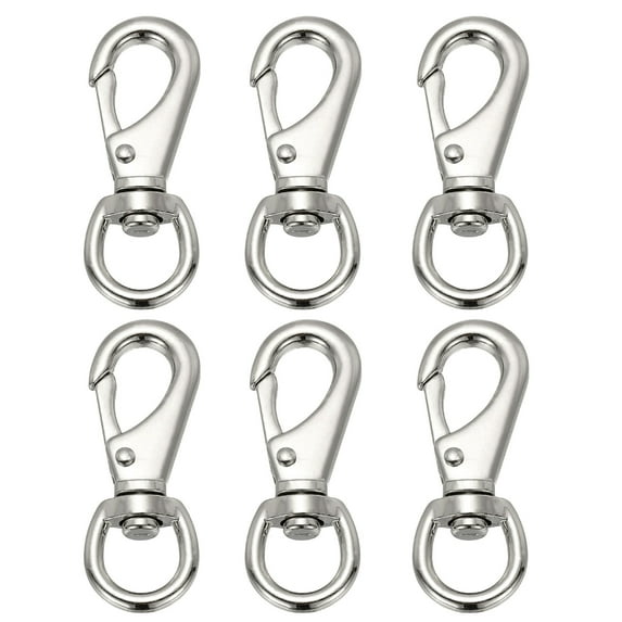 Uxcell 6 Pcs Flag Swivel Snap Clips, 3.2 Inch Heavy Duty Alloy Flag Pole Snap Hooks, Silver Tone