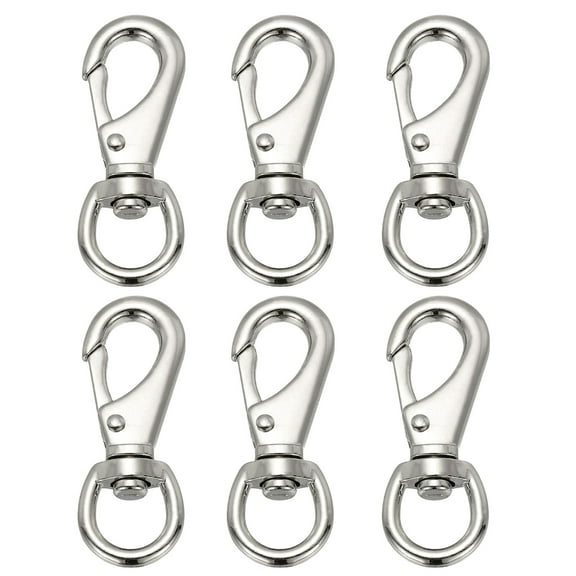 Uxcell 6 Pcs Flag Swivel Snap Clips, 3.2 Inch Heavy Duty Alloy Flag Pole Snap Hooks, Silver Tone