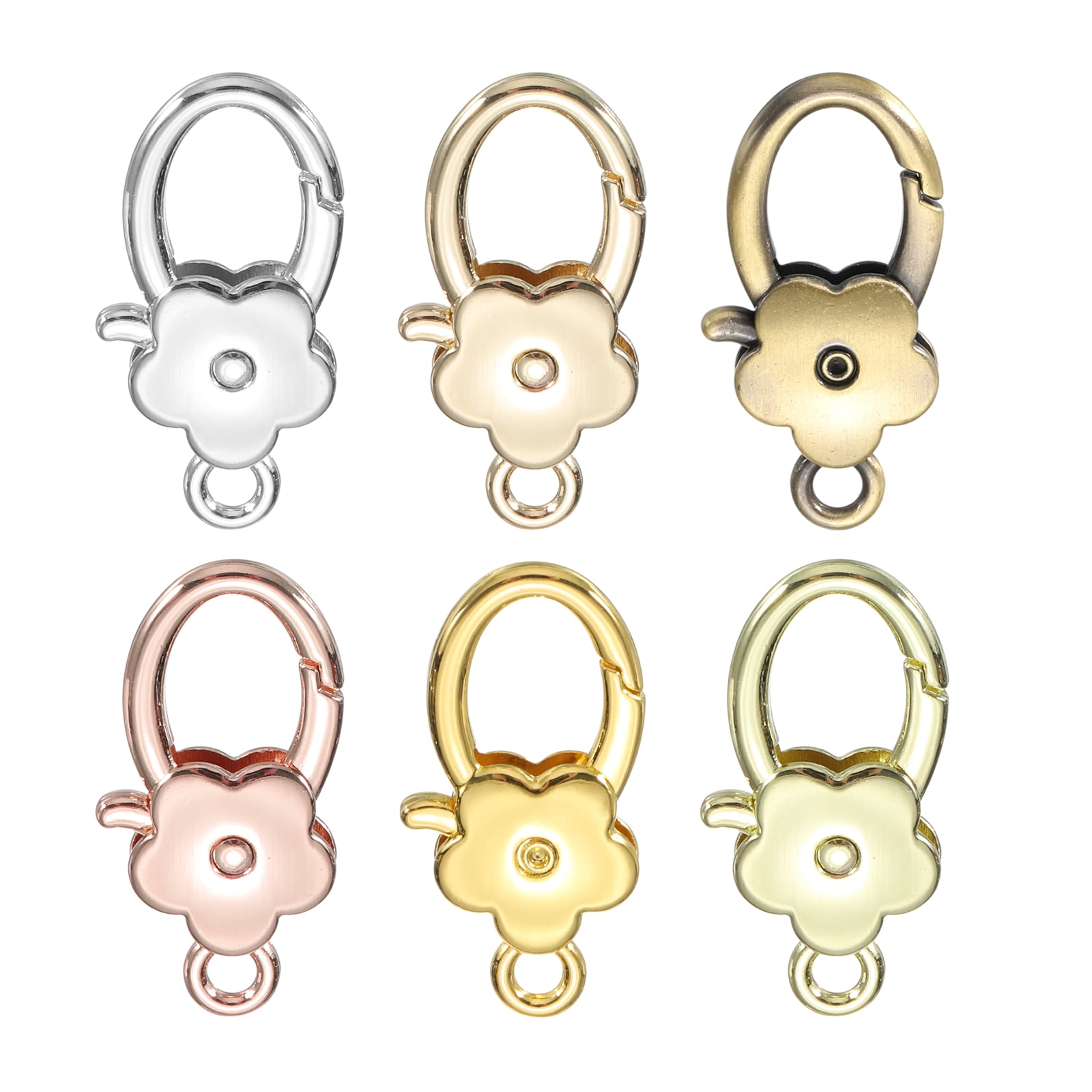 Uxcell 6 Pcs Flower Lobster Claw Clasps, Metal Snap Hook Keychain Clips ...