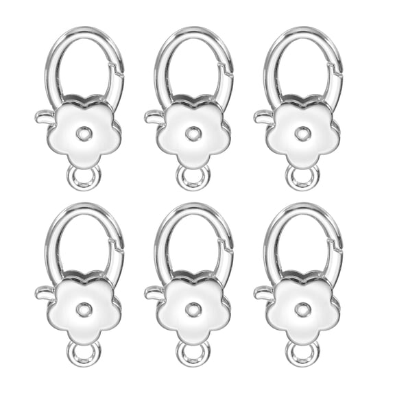 Uxcell 6 Pcs Flower Lobster Claw Clasps, Metal Snap Hook Keychain Clips for Keychains Making, DIY Craft, Bag Charm, Matte Silver