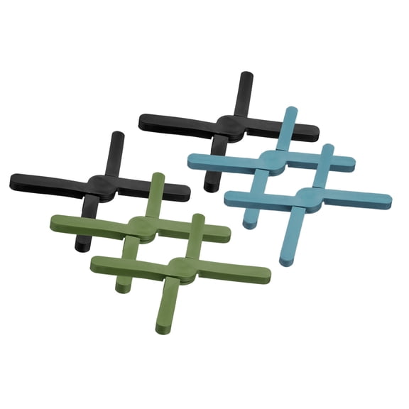 Uxcell 6 Pcs Foldable Silicone Trivet, Trivet Mats for Hot Pots and Pans, Expandable Anti-Slip Heat-Resistant Pad Pot Holder for Dishes Cups Kitchen Countertop Tabletop, Green/Black/Blue
