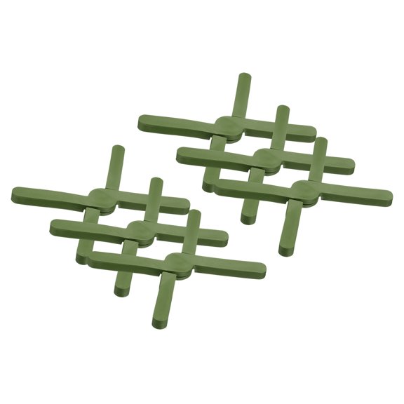 Uxcell 6 Pcs Foldable Silicone Trivet, Trivet Mats for Hot Pots and Pans, Expandable Anti-Slip Heat-Resistant Pad Pot Holder for Dishes Cups Kitchen Countertop Tabletop, Green