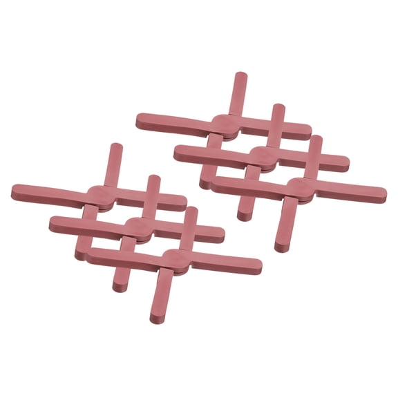 Uxcell 6 Pcs Foldable Silicone Trivet, Trivet Mats for Hot Pots and Pans, Expandable Anti-Slip Heat-Resistant Pad Pot Holder for Dishes Cups Kitchen Countertop Tabletop, Pink