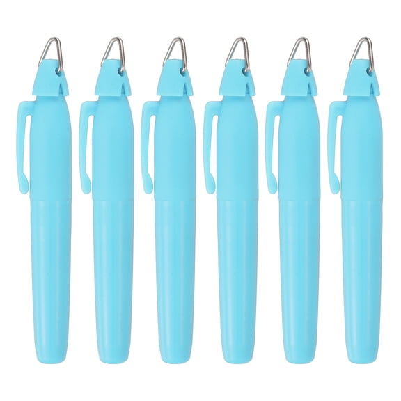 Uxcell 6 Pcs Highlighters Set, Chisel Tips Dry-Quickly Bible Highlighter Markers with Triangle Hook No Ink Bleeding for Notes Journaling Pain Office Supplies, Blue