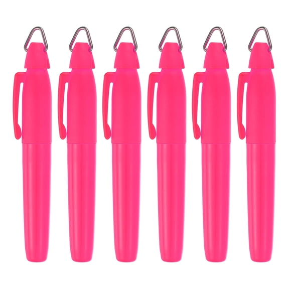 Uxcell 6 Pcs Highlighters Set, Chisel Tips Dry-Quickly Bible Highlighter Markers with Triangle Hook No Ink Bleeding for Notes Journaling Pain Office Supplies, Fluorescent Pink