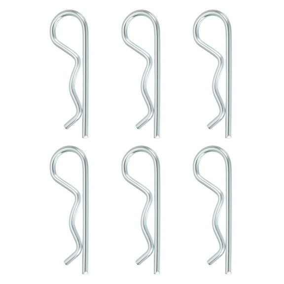 Uxcell 6 Pcs Hitch Pin Clip, 5mm x 100mm R Clips Carbon Steel Retaining Wire Hair Pins Cotter Pin Assortment Kit Clips for Trailer Tractors Mower Carts Truck Pin Clip, Silver