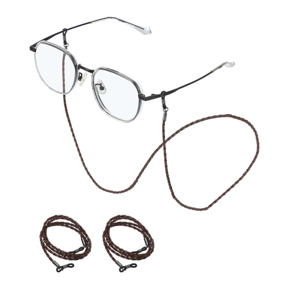 Uxcell 6 Pcs Leather Eyeglass Strap, Eyeglass Chain for Women and Men, Elegant Sunglasses Lanyards Holder Anti-lost Glass String Eye Glass Holders Around Neck, Brown