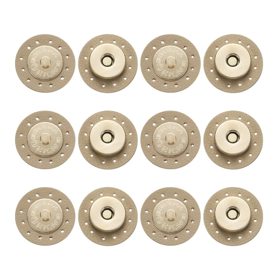 Uxcell 6 Pcs Leather Snaps Buttons, Magnetic Purse Snap Clasps for DIY Bags, Clothes Accessories, Khaki Round