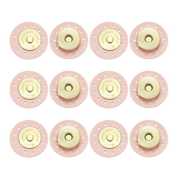 Uxcell 6 Pcs Leather Snaps Buttons, Magnetic Purse Snap Clasps for DIY Bags, Clothes Accessories, Pink Round