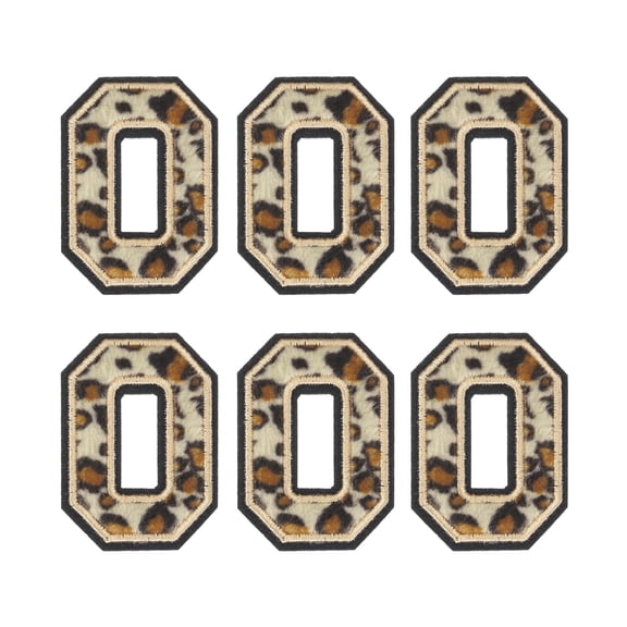 Uxcell 6 Pcs Letters O Patches Leopard Iron-On, 44mm/1.73 Inch Decorative Alphabet Letter Sewing Black Border Sew Embroidered Applique Patches for Clothing Repair Backpack Jean