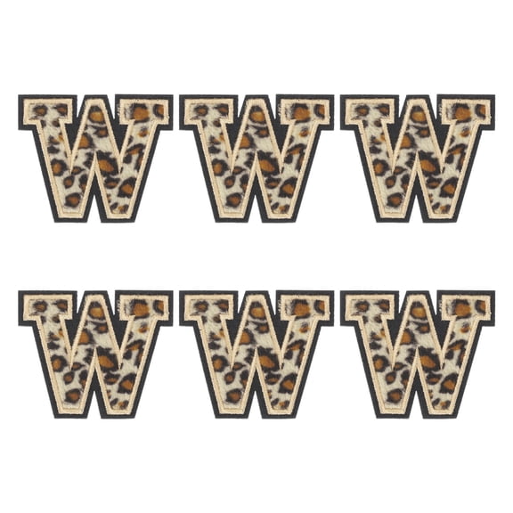 Uxcell 6 Pcs Letters W Patches Leopard Iron-On, 75mm/2.95 Inch Decorative Alphabet Letter Sewing Black Border Sew Embroidered Applique Patches for Clothing Repair Backpack Jean
