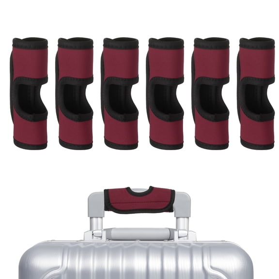 Uxcell 6 Pcs Luggage Handle Wrap, Hollow Neoprene Handbag Grip Cover Protector Luggage Identifiers Suitcase Handle Wraps for Luggage Suitcase Travel Bags, Wine Red