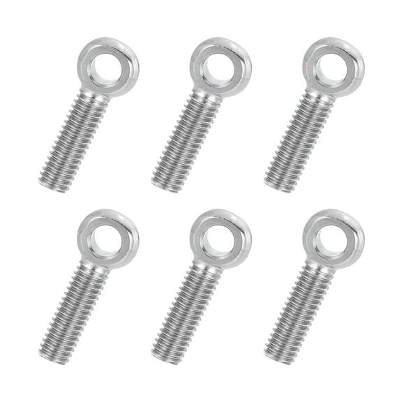 Uxcell 6 Pcs M6x25mm Shoulder Swing Lifting Eye Bolt, 304 Stainless Steel Metric Full Thread Fisheye Eye Slip Hole Screw Rigging Bolt Metal Fasteners Screws, Silver Tone
