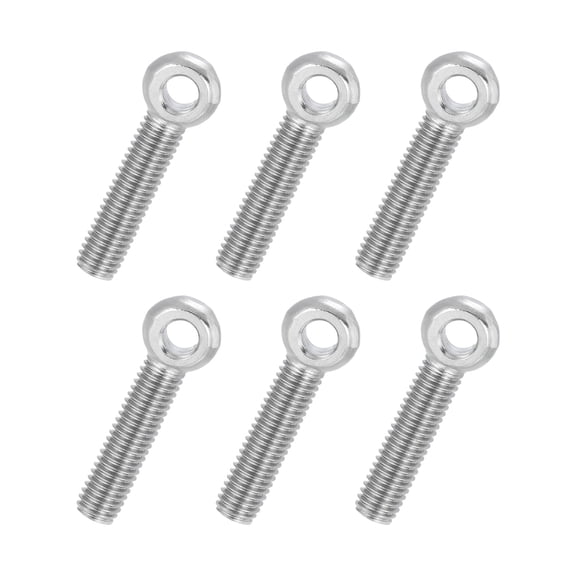 Uxcell 6 Pcs M8x40mm Shoulder Swing Lifting Eye Bolt, 304 Stainless Steel Metric Full Thread Fisheye Eye Slip Hole Screw Rigging Bolt Metal Fasteners Screws, Silver Tone