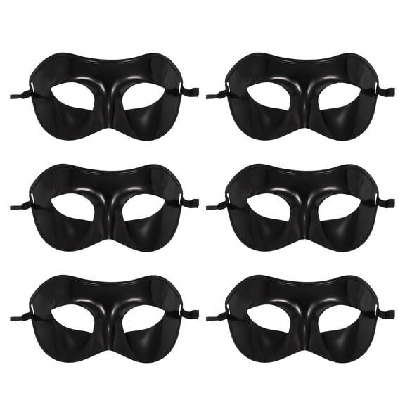 Uxcell 6 Pcs Masquerade Mask, Mardi Gras Mask for Men Half Face Halloween Costume for Masquerade Party Prom Ball Birthday Gras, Black Classic Style