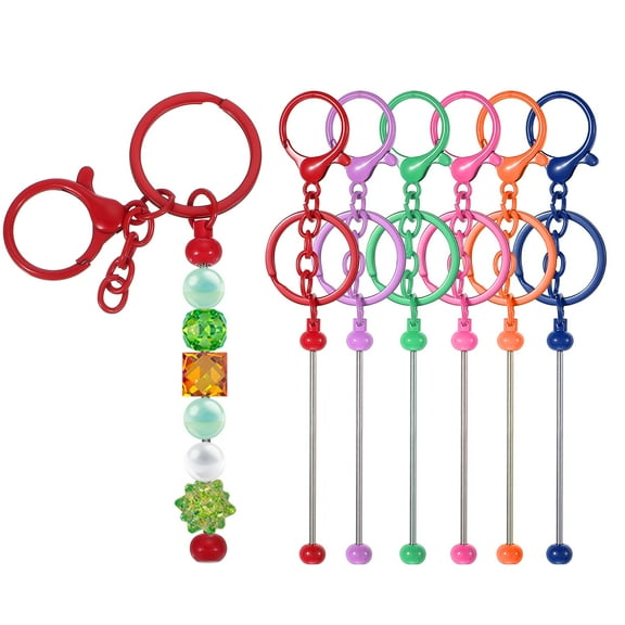 Uxcell 6 Pcs Metal Beadable Keychains Bars with Lobster Hook, Colorful