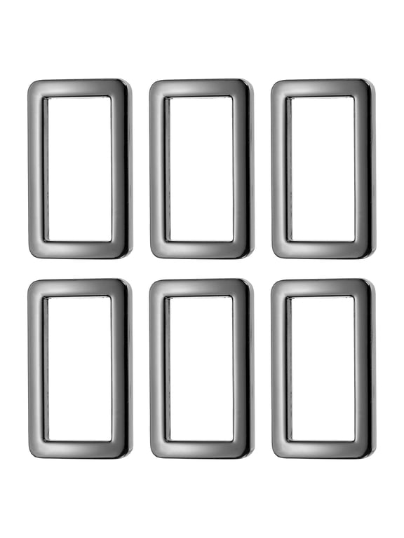 6 Pcs Metal Flat Rectangle Rings Buckle, 1" / 25.7mm Rectangle Rings Square Loop Webbing Belt Buckle for Bag Belt Keychains DIY Loop Purse Making, Gray