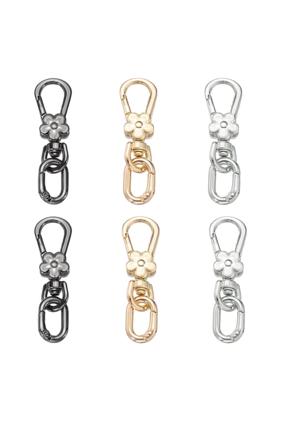 6 Pcs Metal Keychain Clip Swivel Lobster Claw Clasp Quick Release Key Ring Detachable Double Opening Snap Hooks for Crafts Making Backpack Bag Lanyard, Light Gold/Silver/Gunmetal