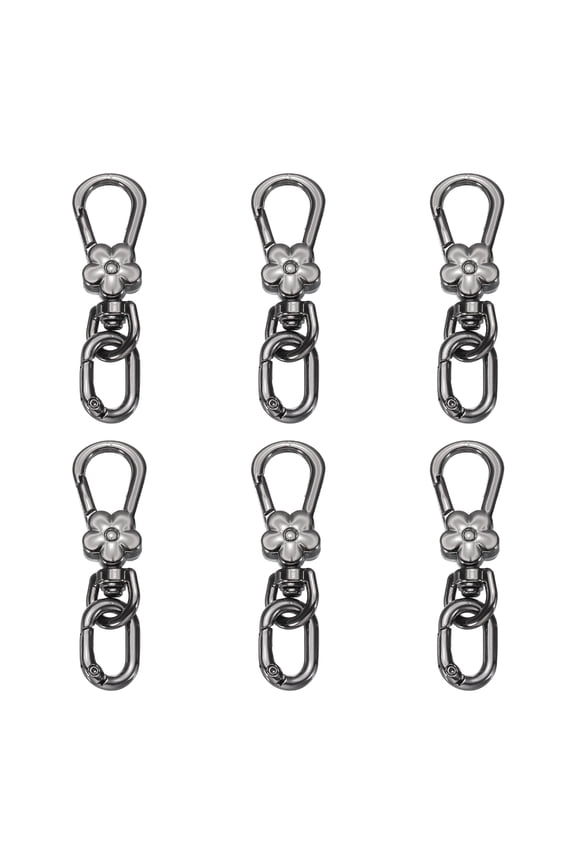 6 Pcs Metal Keychain Clip Swivel Lobster Claw Clasp Quick Release Oval Key Ring Detachable Double Opening Snap Hooks for Jewelry Making Crafts Backpack Bag Lanyard, Gunmetal